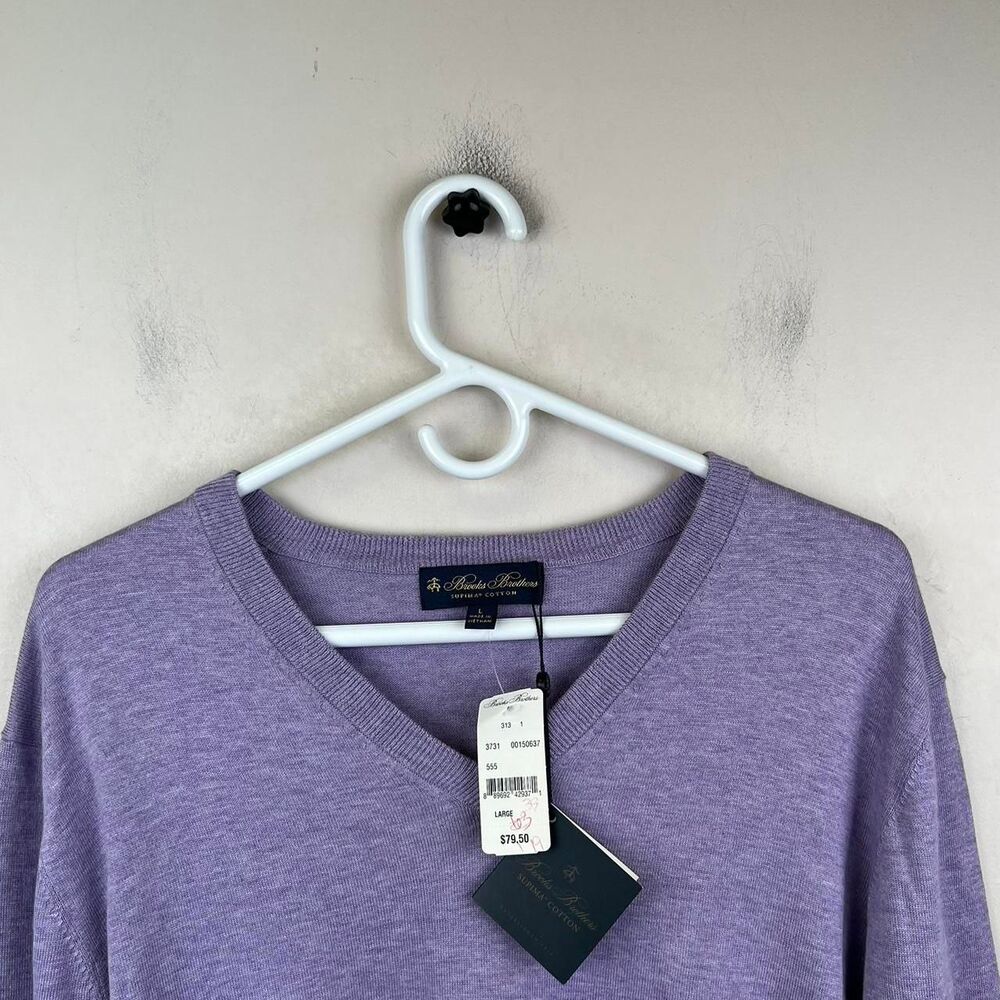 NWT Brook Brothers Purple V-neck Sweater Size L - Picture 2 of 6